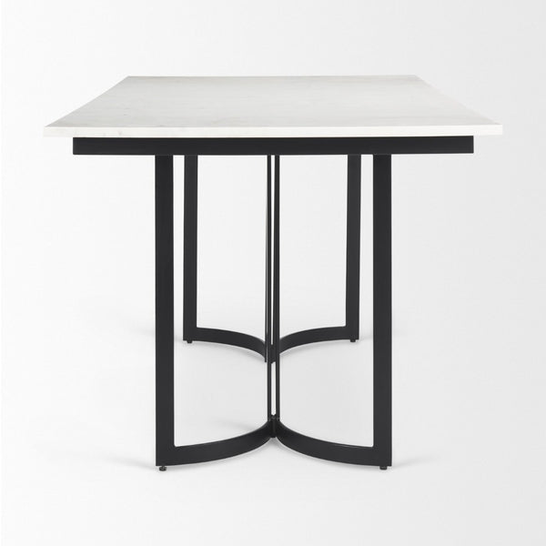Mercana Tanner Dining Table - Luxurious White Marble with Industrial Metal Base for Sophisticated Spaces 68848-AB