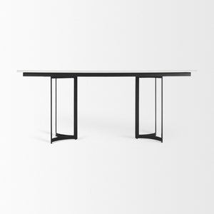 Mercana Tanner Dining Table - Luxurious White Marble with Industrial Metal Base for Sophisticated Spaces 68848-AB