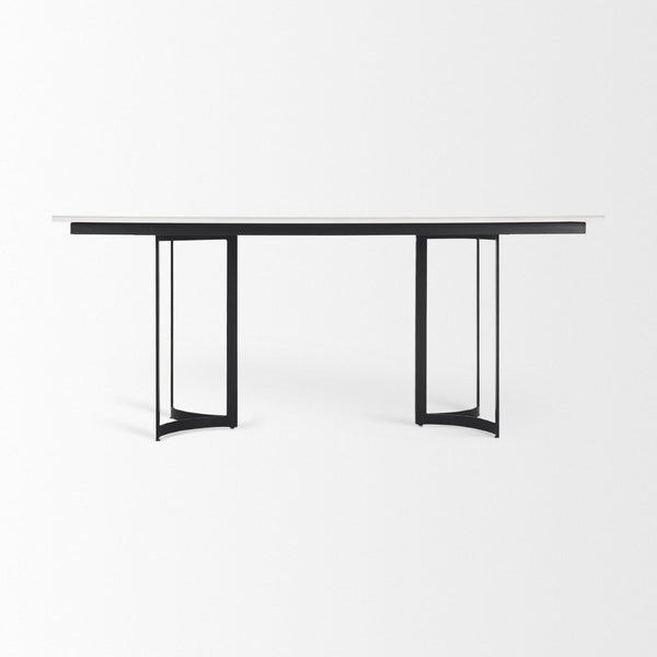 Mercana Tanner Dining Table - Luxurious White Marble with Industrial Metal Base for Sophisticated Spaces 68848-AB