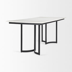 Mercana Tanner Dining Table - Luxurious White Marble with Industrial Metal Base for Sophisticated Spaces 68848-AB