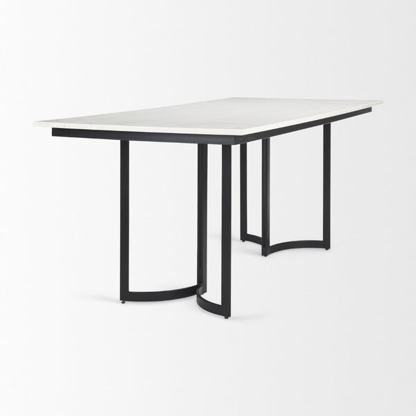 Mercana Tanner Dining Table - Luxurious White Marble with Industrial Metal Base for Sophisticated Spaces 68848-AB
