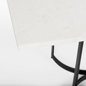 Mercana Tanner Dining Table - Luxurious White Marble with Industrial Metal Base for Sophisticated Spaces 68848-AB