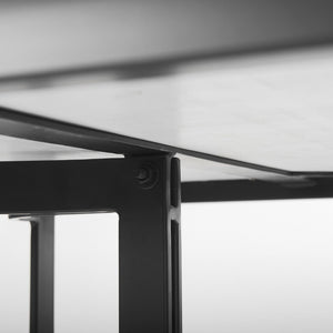 Mercana Tanner Dining Table - Luxurious White Marble with Industrial Metal Base for Sophisticated Spaces 68848-AB