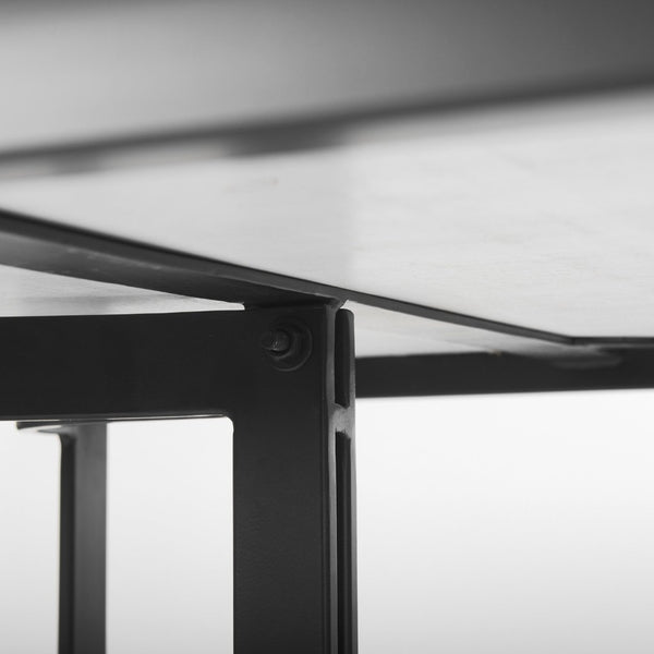 Mercana Tanner Dining Table - Luxurious White Marble with Industrial Metal Base for Sophisticated Spaces 68848-AB
