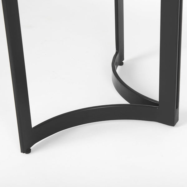 Mercana Tanner Dining Table - Luxurious White Marble with Industrial Metal Base for Sophisticated Spaces 68848-AB