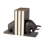 Tauro III (Set of 2) 10L x 5W Black Cast Aluminum Raging Bull Bookends