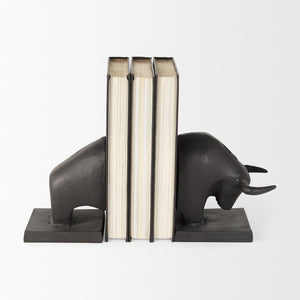 Mercana Tauro III Sculptural Raging Bull Bookends - Handcrafted Cast Iron, Durable & Stylish Home Accent 69065