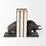 Mercana Tauro III (Set of 2) 10L x 5W Black Cast Aluminum Raging Bull Bookends 69065