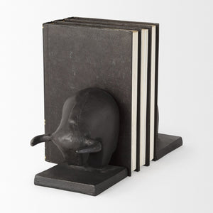 Mercana Tauro III Sculptural Raging Bull Bookends - Handcrafted Cast Iron, Durable & Stylish Home Accent 69065