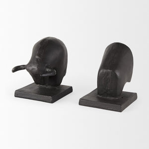 Mercana Tauro III Sculptural Raging Bull Bookends - Handcrafted Cast Iron, Durable & Stylish Home Accent 69065