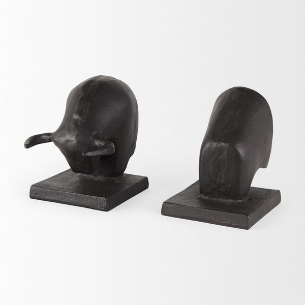 Mercana Tauro III Sculptural Raging Bull Bookends - Handcrafted Cast Iron, Durable & Stylish Home Accent 69065