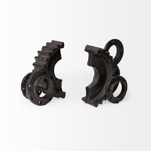 Mercana Cogsworth Industrial Gear Bookends Set of 2 - Stylish Support for Books & Decor, Ready to Display 67648
