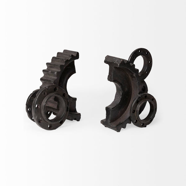 Mercana Cogsworth Industrial Gear Bookends Set of 2 - Stylish Support for Books & Decor, Ready to Display 67648