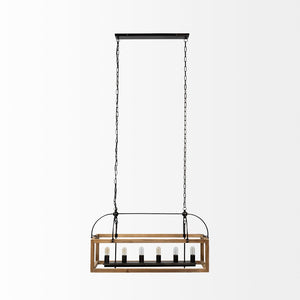 Mercana Josie Six-Light Chandelier - Elegant Wood and Metal Design for Modern Farmhouse or Urban Loft Spaces 68981