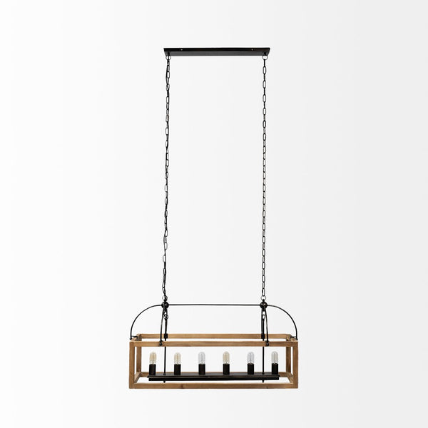 Mercana Josie Six-Light Chandelier - Elegant Wood and Metal Design for Modern Farmhouse or Urban Loft Spaces 68981