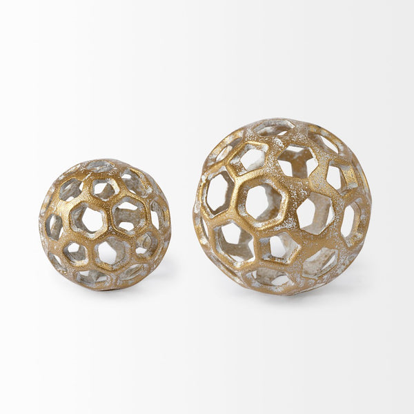Mercana Moyer Decorative Hollow Orb - Elegant Whitewashed Accent for Modern and Luxe Home Interiors 68604