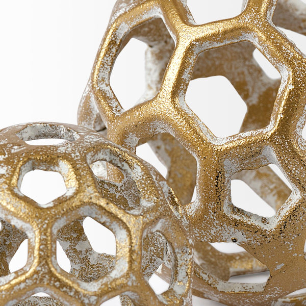 Mercana Moyer Decorative Hollow Orb - Elegant Whitewashed Accent for Modern and Luxe Home Interiors 68604