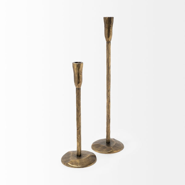 Mercana Levit Large Gold Candle Holder - Industrial Elegance for Tabletop, Mantels & Modern Decor Style Gold Metal | 14H 69068