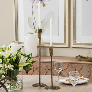 Mercana Levit Large Gold Candle Holder - Industrial Elegance for Tabletop, Mantels & Modern Decor Style Gold Metal | 14H 69068