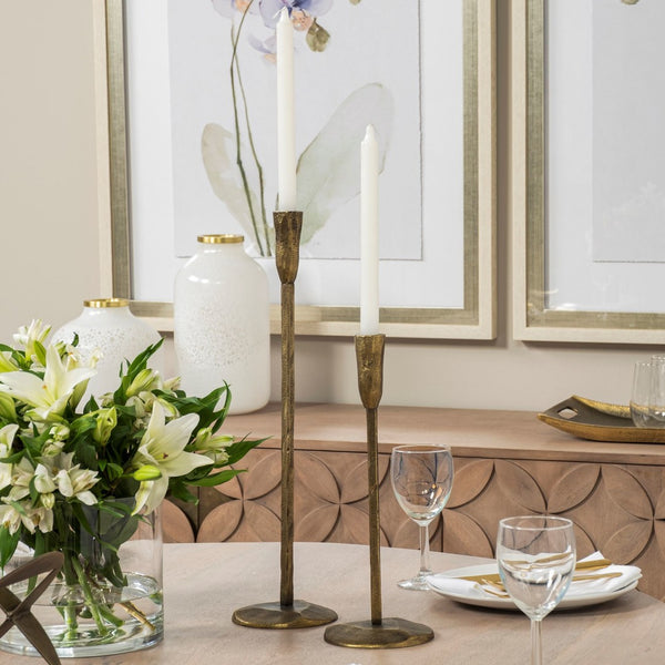 Mercana Levit Large Gold Candle Holder - Industrial Elegance for Tabletop, Mantels & Modern Decor Style Gold Metal | 14H 69068