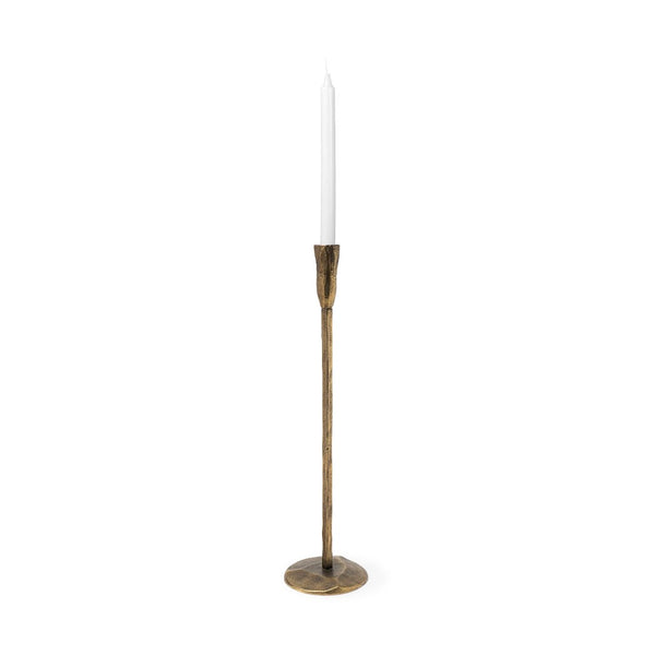 Mercana Levit Large Gold Candle Holder - Industrial Elegance for Tabletop, Mantels & Modern Decor Style Gold Metal | 20H 69069
