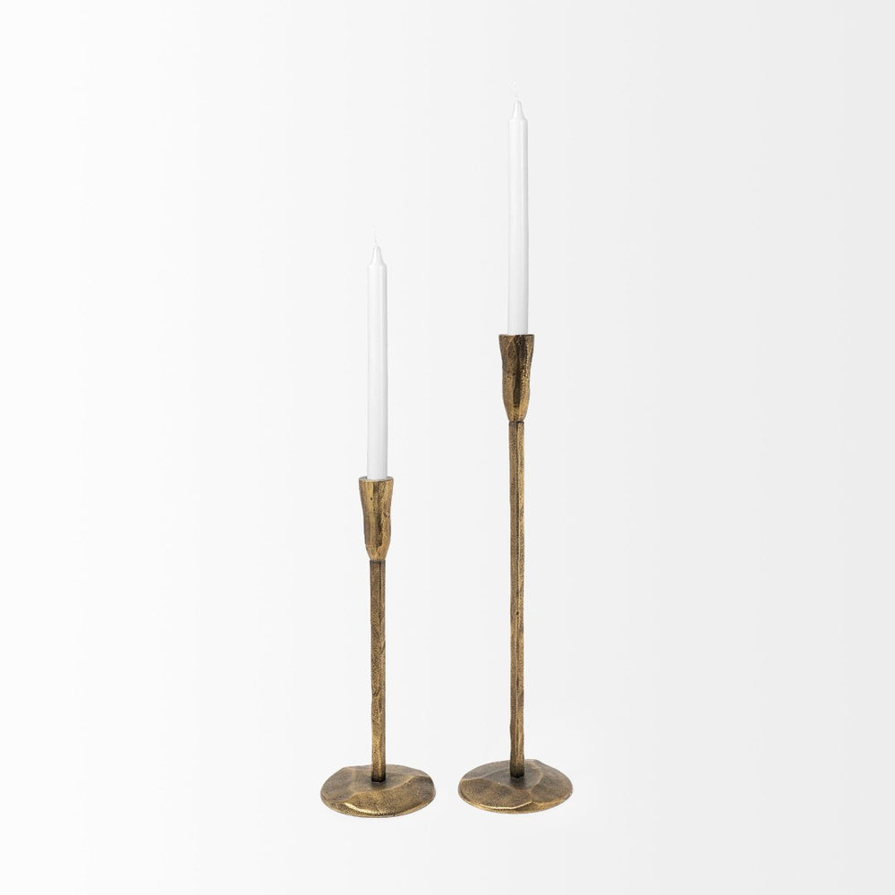 Mercana Levit Large Gold Candle Holder - Industrial Elegance for Tabletop, Mantels & Modern Decor Style Gold Metal | 20H 69069