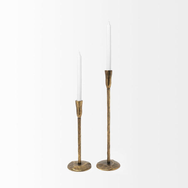 Mercana Levit Large Gold Candle Holder - Industrial Elegance for Tabletop, Mantels & Modern Decor Style Gold Metal | 20H 69069