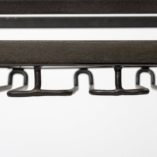 Mercana Chriselle Two-Tier Rolling Bar Cart with Oval Frame and Mirrored Shelf for Stylish Entertaining Spaces 69086