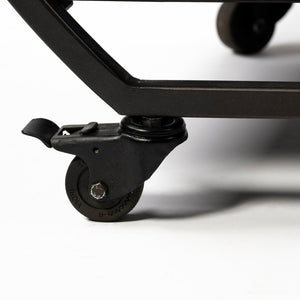 Mercana Chriselle Two-Tier Rolling Bar Cart with Oval Frame and Mirrored Shelf for Stylish Entertaining Spaces 69086