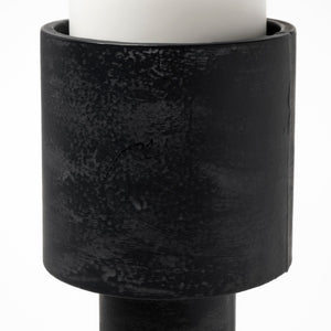 Mercana Bolton Elegant Metal Candle Holders with Brushed Finish for Modern Home Décor & Ambient Lighting Black Metal | Set of 2 69161