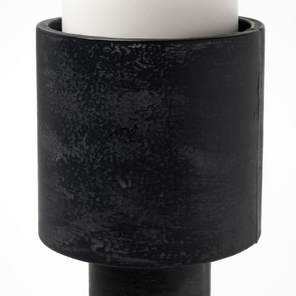Mercana Bolton Elegant Metal Candle Holders with Brushed Finish for Modern Home Décor & Ambient Lighting Black Metal | Set of 2 69161