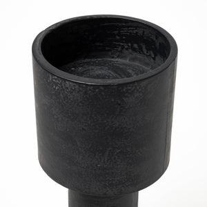 Mercana Bolton Elegant Metal Candle Holders with Brushed Finish for Modern Home Décor & Ambient Lighting Black Metal | Set of 2 69161