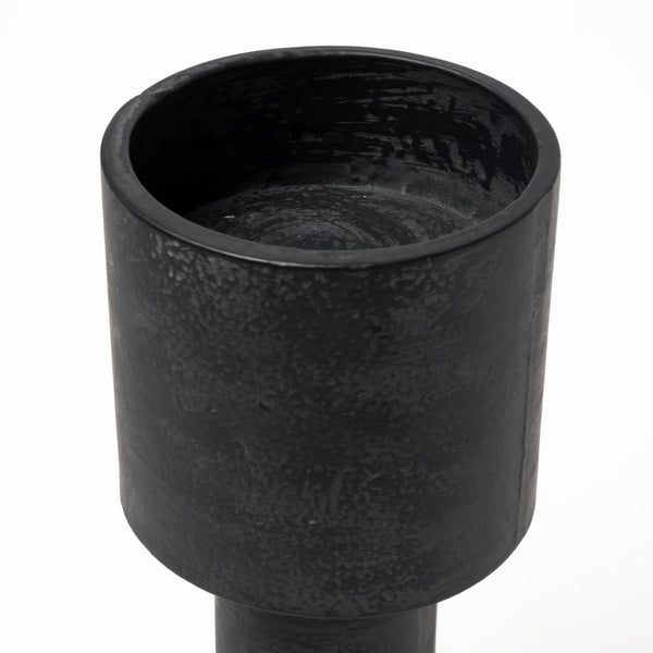 Mercana Bolton Elegant Metal Candle Holders with Brushed Finish for Modern Home Décor & Ambient Lighting Black Metal | Set of 2 69161