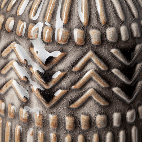 Mercana Riker Sculptural Ceramic Vase with Geometric Glaze – Perfect for Modern and Boho Decor Styles 68612