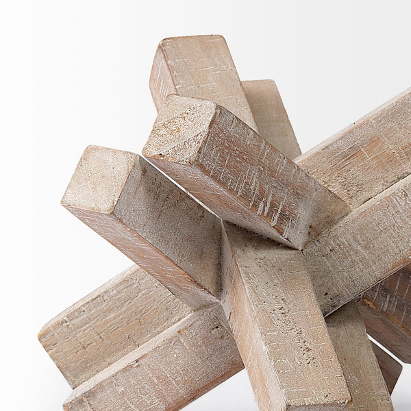 Mercana Vega Sculptural Wood Jack Object - Modern Rustic Decor for Tabletop, Shelf & Mantel Display 68646