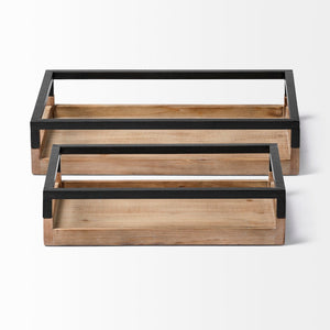 Mercana Ross Elegant Nesting Trays with Matte Black Metal Accents for Stylish Home Décor and Functionality 68647