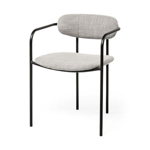 Mercana Parker Modern Sculptural Dining Chair with Curved Backrest for Elegant Spaces and Versatile Use Gray Fabric | Black Metal 69358