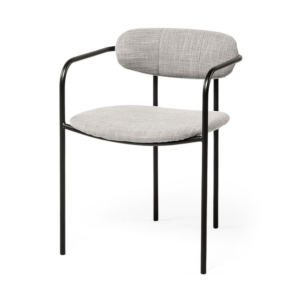 Mercana Parker Modern Sculptural Dining Chair with Curved Backrest for Elegant Spaces and Versatile Use Gray Fabric | Black Metal 69358