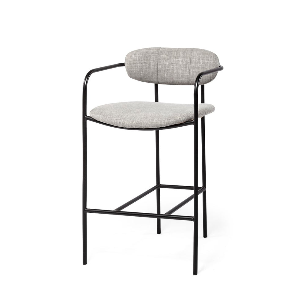 Mercana Parker Counter Stool – Stylish Upholstered Seating with Industrial Metal Frame for Modern Spaces Gray Fabric | Black Metal | Counter 69359