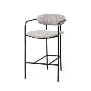 Mercana Parker Counter Stool – Stylish Upholstered Seating with Industrial Metal Frame for Modern Spaces Gray Fabric | Black Metal | Counter 69359