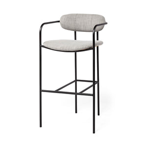 Mercana Parker Counter Stool – Stylish Upholstered Seating with Industrial Metal Frame for Modern Spaces Gray Fabric | Black Metal | Bar 69360