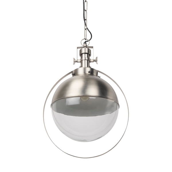 Mercana Leighton Pendant Light - Striking Spherical Design in Antiqued Gold for Modern Farmhouse Glamour Antique Nickel Metal | Glass Globe 69345
