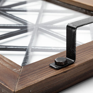 Mercana Ellingson Elegant Rectangular Metal Tray with Wood Base - Perfect for Modern and Rustic Decor 67236