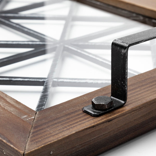 Mercana Ellingson Elegant Rectangular Metal Tray with Wood Base - Perfect for Modern and Rustic Decor 67236
