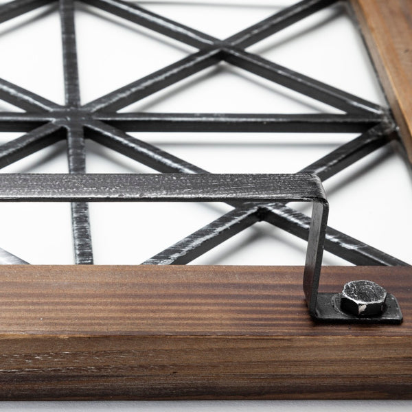 Mercana Ellingson Elegant Rectangular Metal Tray with Wood Base - Perfect for Modern and Rustic Decor 67236