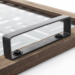 Mercana Fantuz Gray Metal & Wood Serving Tray – Elegant Accent for Entertaining & Home Décor Display 68295