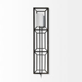 Mercana Noah 12.2x55 Black Metal w/White Fabric Shade Rectangular Wall Sconce  68423-AB