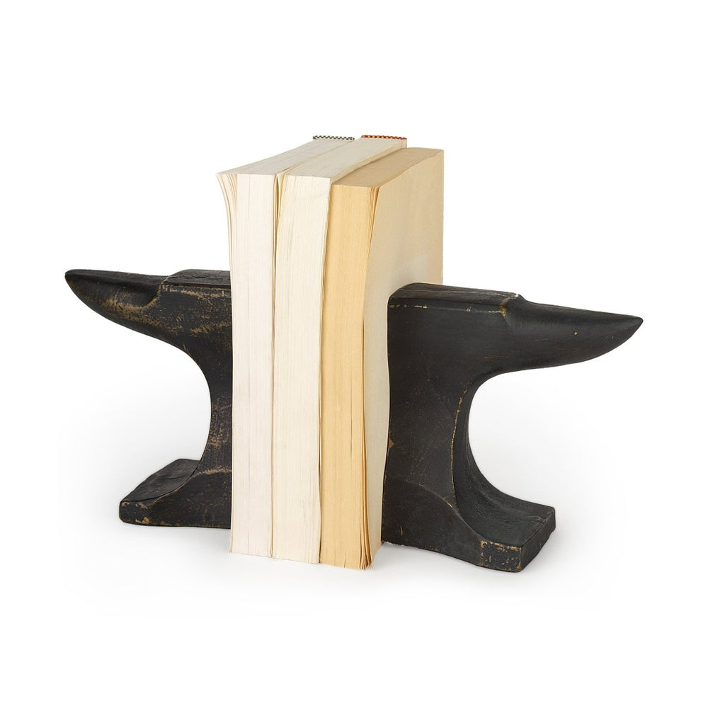 Mercana Anvilia Industrial Anvil-Shaped Bookends Set of 2 - Vintage Antique Decor for Stylish Shelves Black | Metal 69073