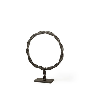 Mercana Rizwan Sculptural Wreath - Matte Black Aluminum Braided Decor for Modern Minimalist Interiors Black Aluminum | 3H 69079