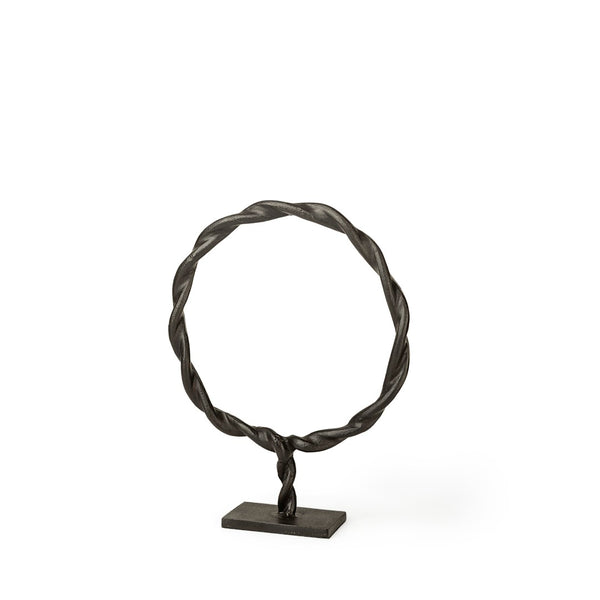 Mercana Rizwan Sculptural Wreath - Matte Black Aluminum Braided Decor for Modern Minimalist Interiors Black Aluminum | 3H 69079